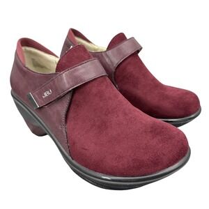 JBU Jambu Sedona Wedge Pump Womens Size 8 Wine Suede Vegan Leather Platform Heel